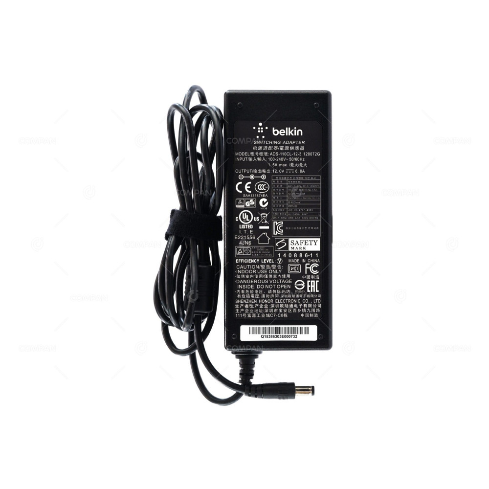 ADS-110CL-12-3 120072G BELKIN 72W 12.0V 6.0A AC/DC ADAPTER FOR THUNDERBOLT 2 II EXPRESS DOCK STATION HD F4U085TT F4U085VF ADS-110CL-12-3